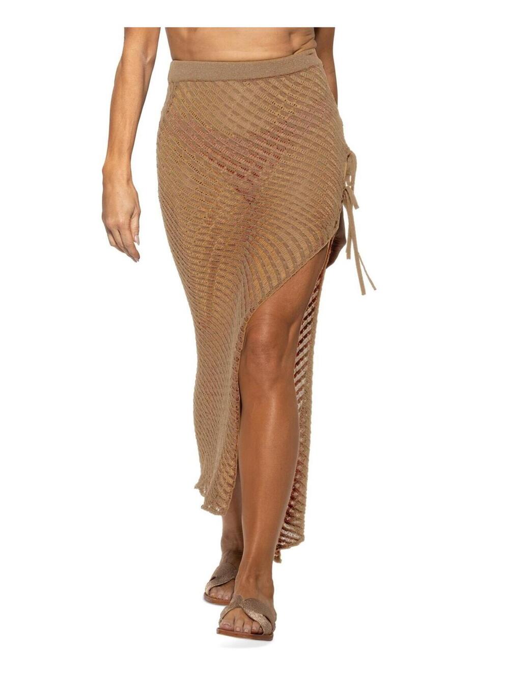 78$ Dotti Crochet Side Slit -Tie Cover-Up Maxi Skirts Women's Size L 29-30 Beige